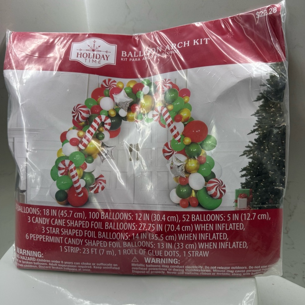 Holiday Time Christmas Peppermint Candy Cane Balloon Arch Kit (new in pkg)